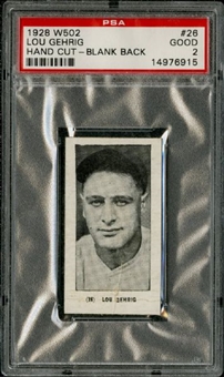 1928 W502 #26 Lou Gehrig Hand Cut / Blank Back – PSA GOOD 2   